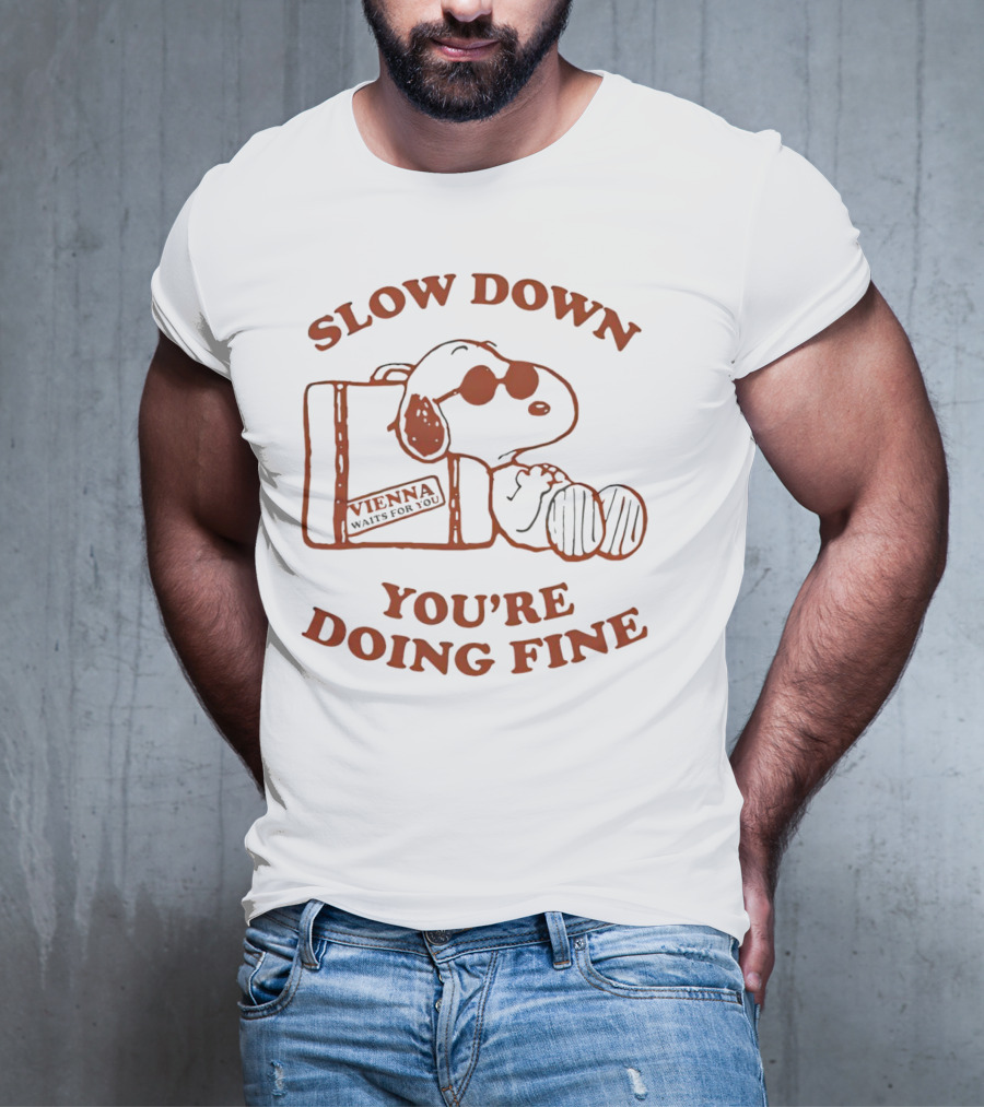 Snoopy Slow Down You’re Doing Fine Vienna Waffle Box T-Shirt