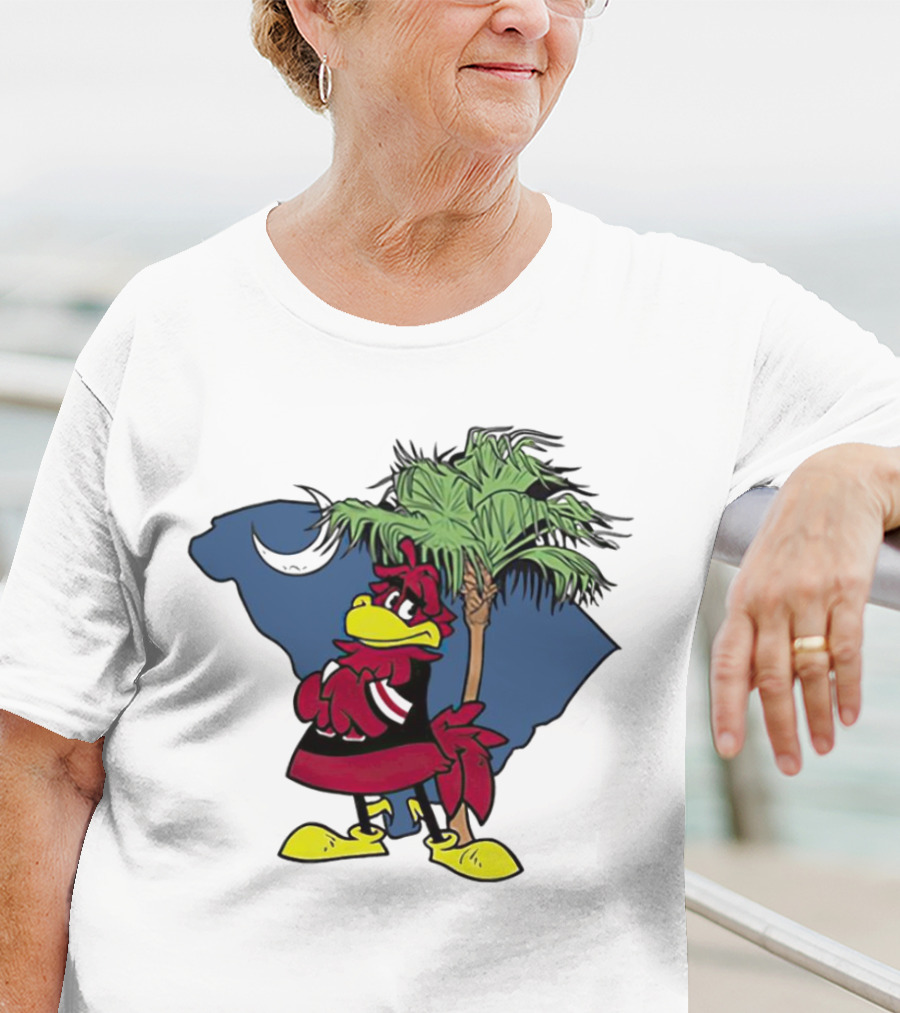 South Carolina Gamecocks Mascot State Emblem Palmetto Tree And Crescent Moon T-Shirt