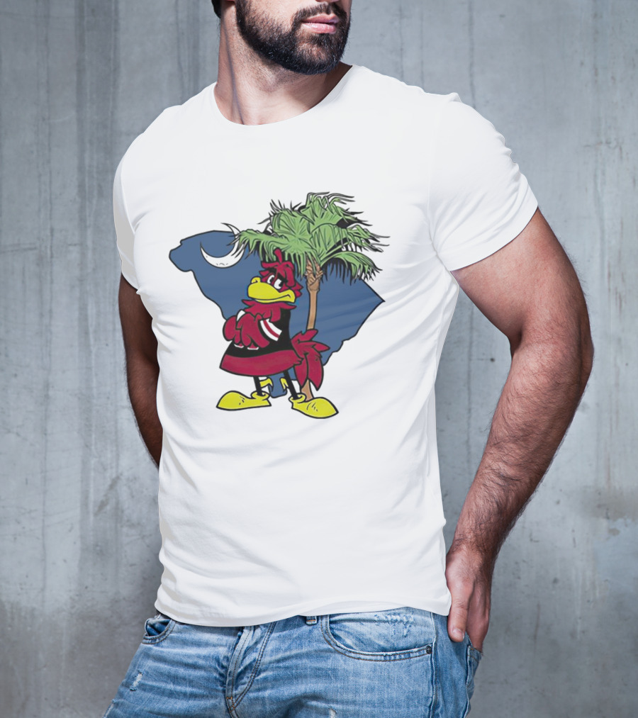 South Carolina Gamecocks Mascot State Emblem Palmetto Tree And Crescent Moon T-Shirt