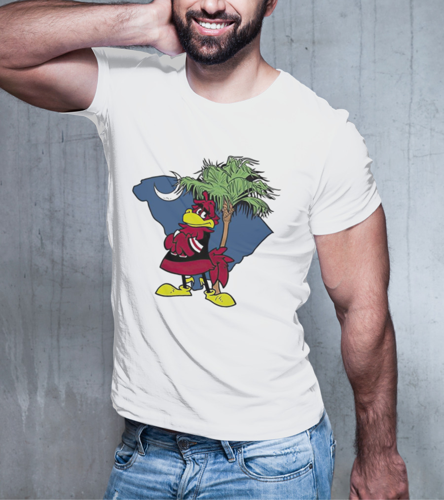 South Carolina Gamecocks Mascot State Emblem Palmetto Tree And Crescent Moon T-Shirt