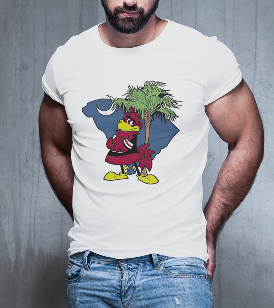 South Carolina Gamecocks Mascot State Emblem Palmetto Tree And Crescent Moon T-Shirt