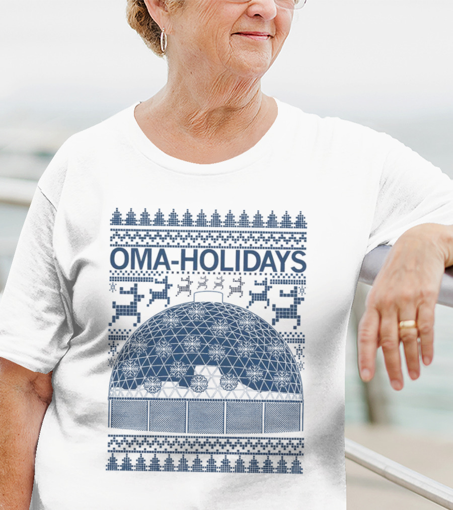 Oma Holidays Christmas Dome Pattern With Reindeer And Trees T-Shirt