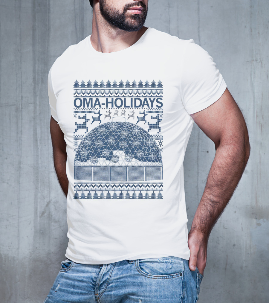 Oma Holidays Christmas Dome Pattern With Reindeer And Trees T-Shirt
