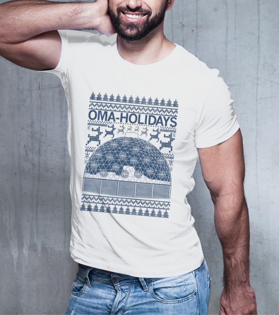 Oma Holidays Christmas Dome Pattern With Reindeer And Trees T-Shirt