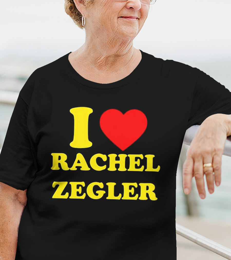 I Love Rachel Zegler Bold Yellow Letters With Red Heart T-Shirt