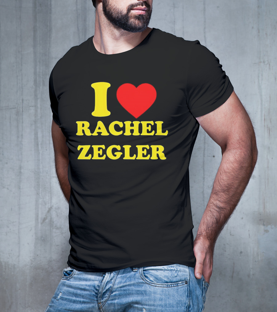I Love Rachel Zegler Bold Yellow Letters With Red Heart T-Shirt