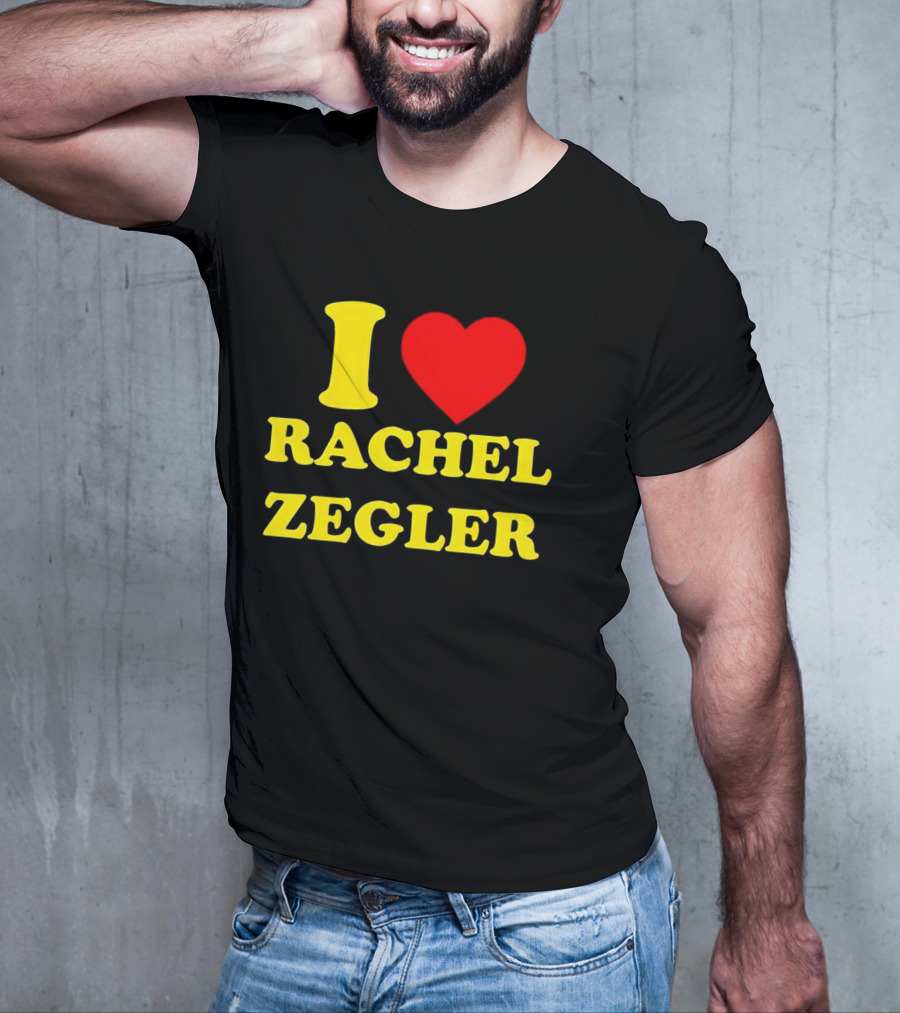 I Love Rachel Zegler Bold Yellow Letters With Red Heart T-Shirt