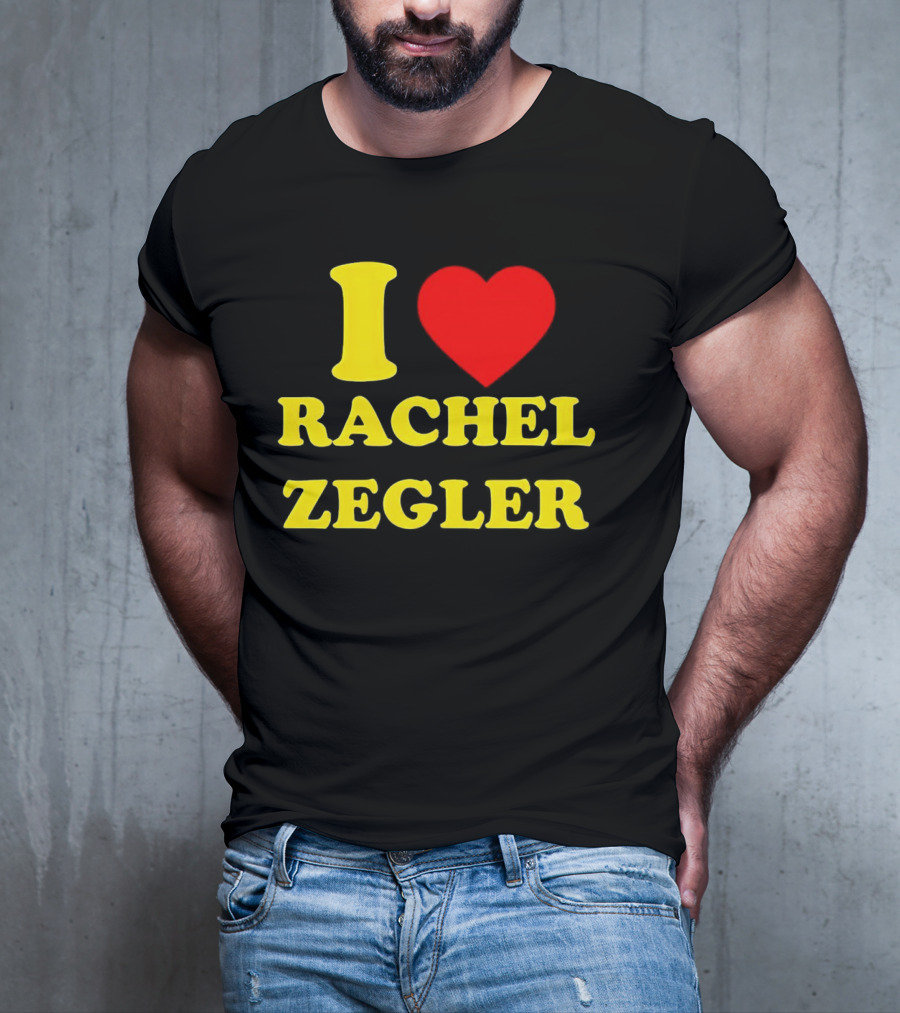 I Love Rachel Zegler Bold Yellow Letters With Red Heart T-Shirt