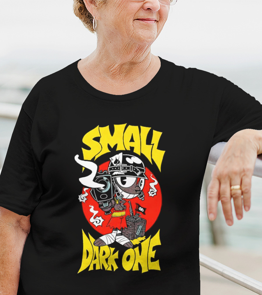 Small Dark One Gunsmoke Skateboard Pizza Character T-Shirt