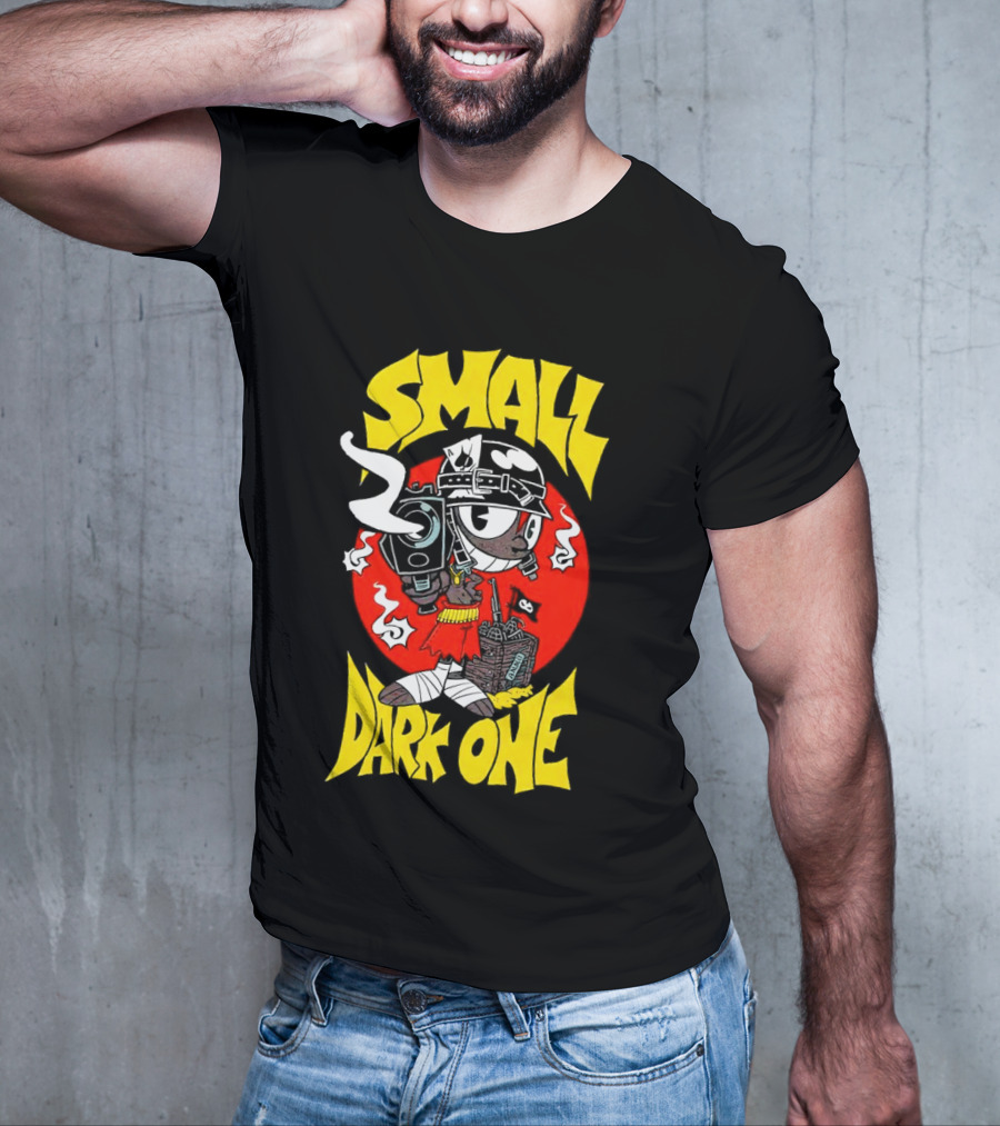 Small Dark One Gunsmoke Skateboard Pizza Character T-Shirt