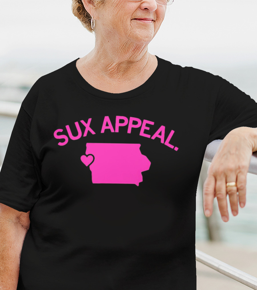 Sux Appeal Pink Iowa Heart Map T-Shirt