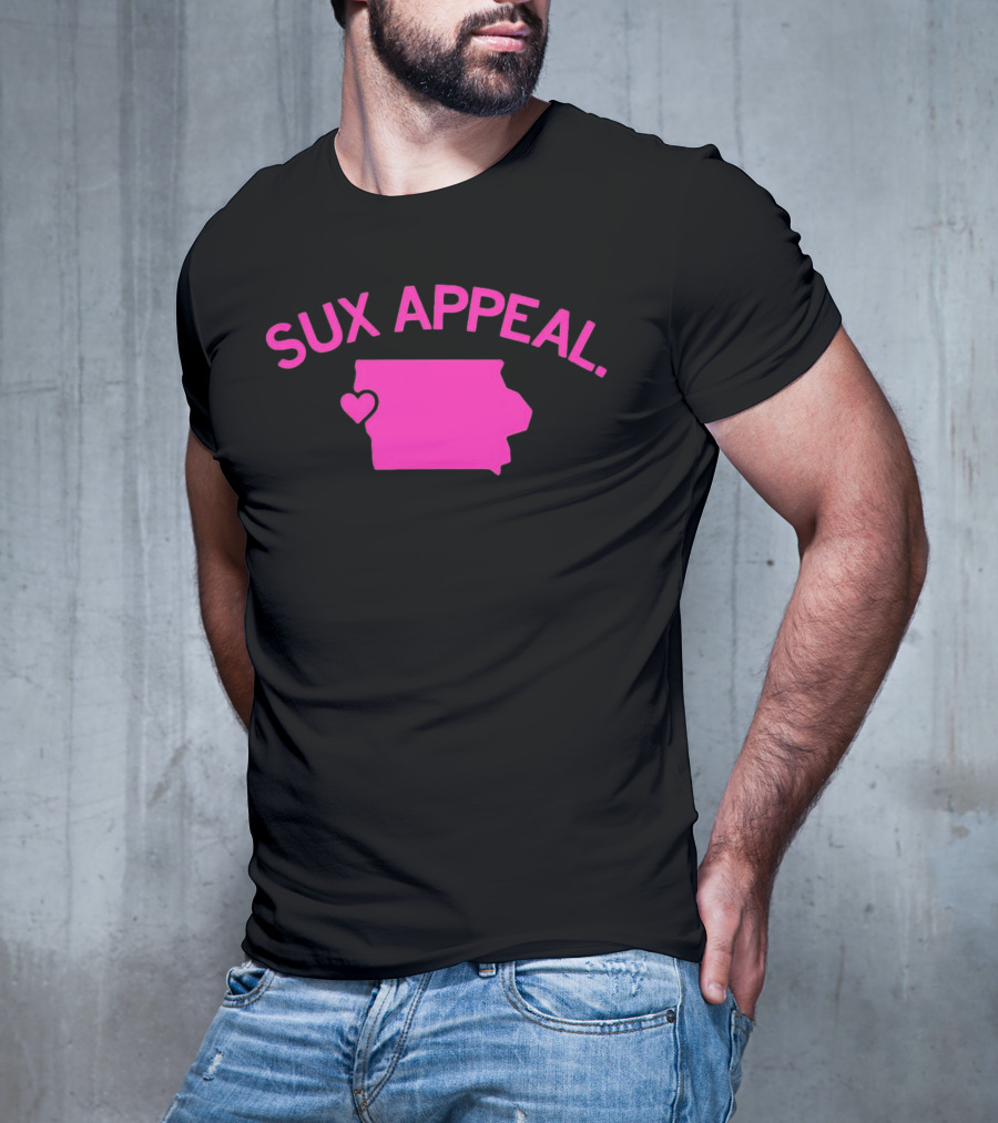 Sux Appeal Pink Iowa Heart Map T-Shirt