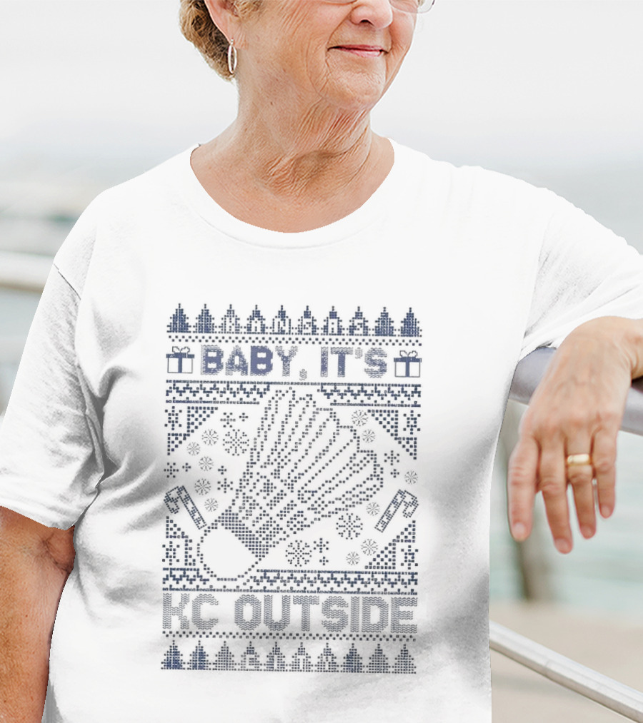 Baby It’s KC Outside Ugly Sweater Style With Mittens And Winter Icons T-Shirt