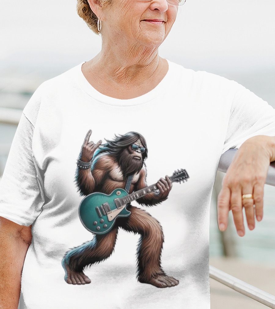 Bigfoot Rocking Out With Electric Guitar T-Shirt