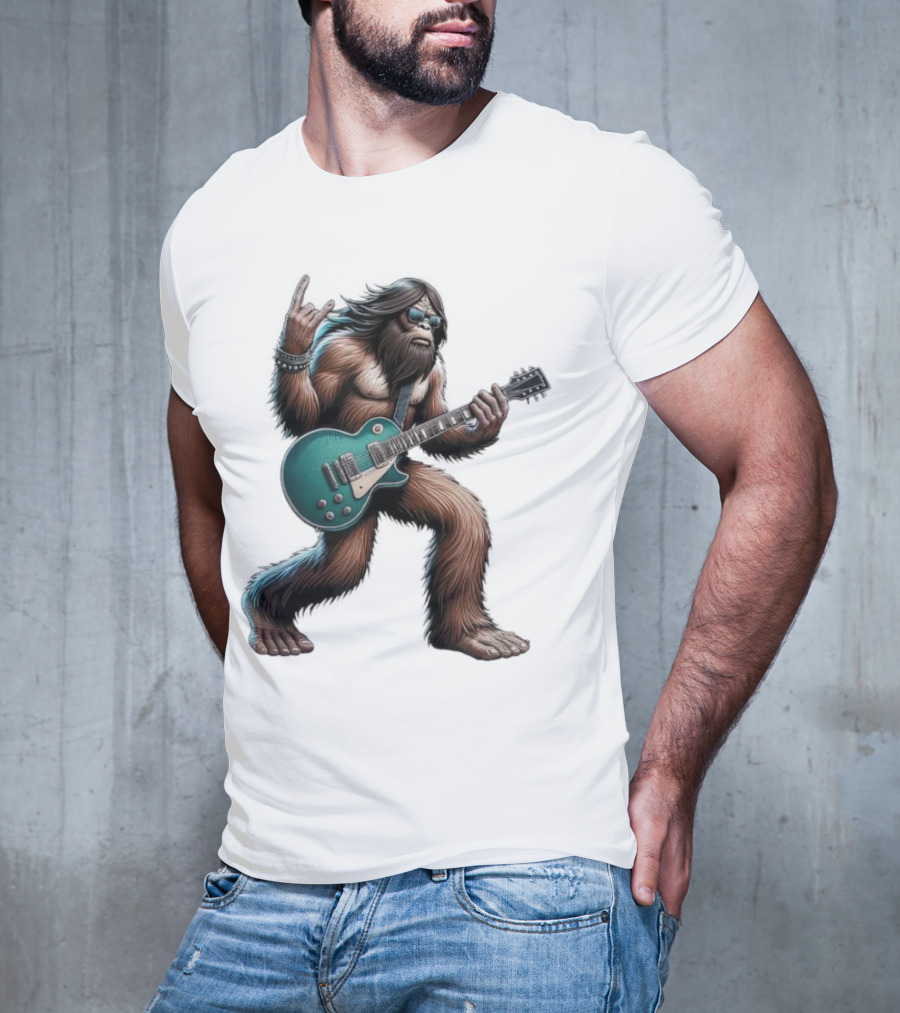 Bigfoot Rocking Out With Electric Guitar T-Shirt