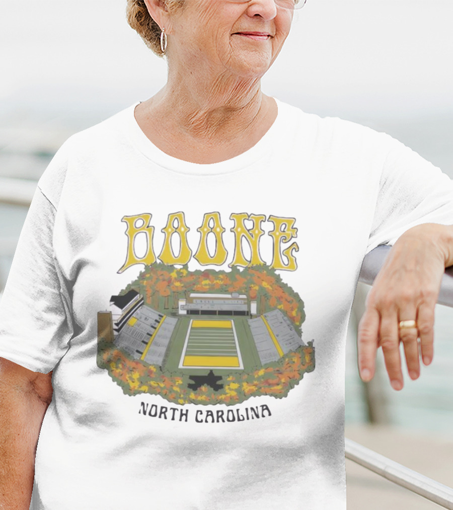 Boone Stadium North Carolina Football Field Surrounded By Autumn Foliage T-Shirt