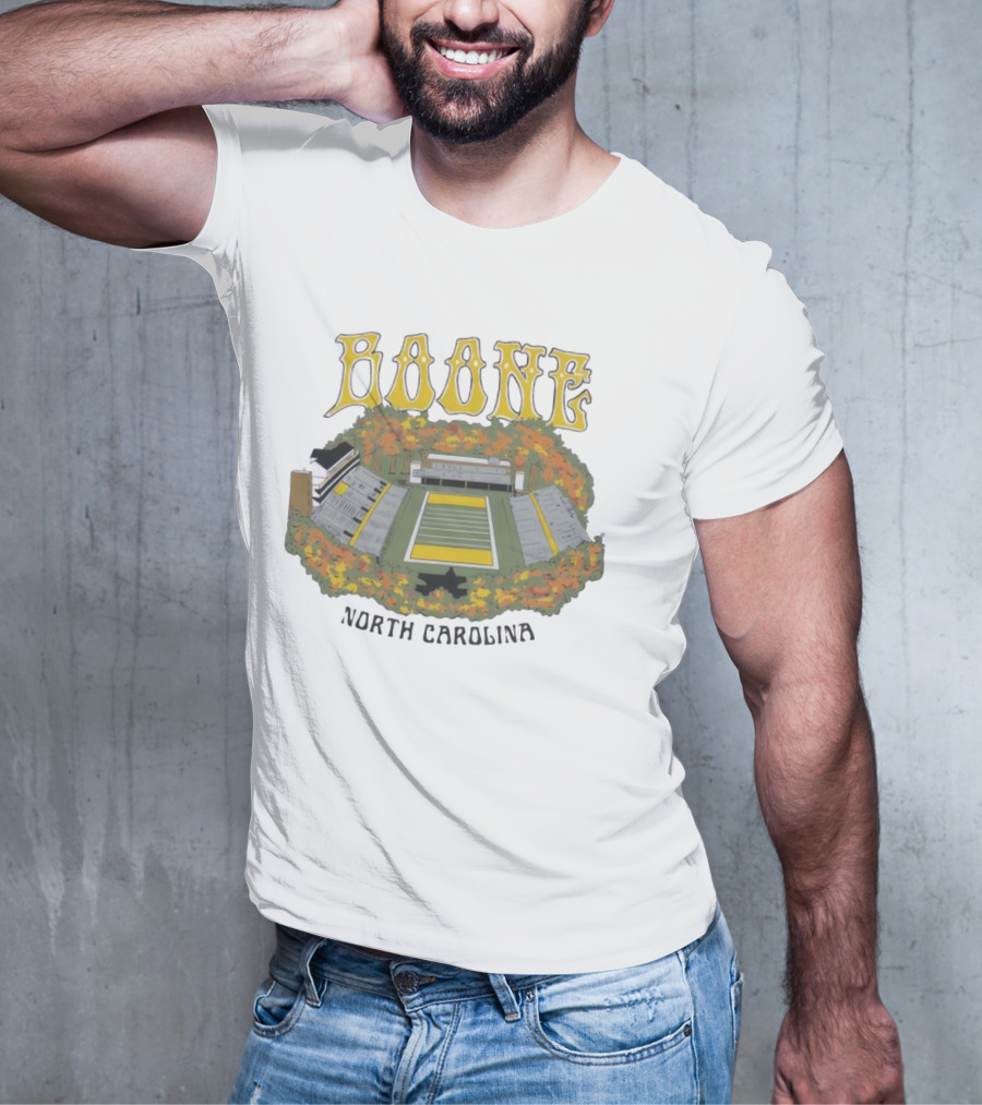 Boone Stadium North Carolina Football Field Surrounded By Autumn Foliage T-Shirt
