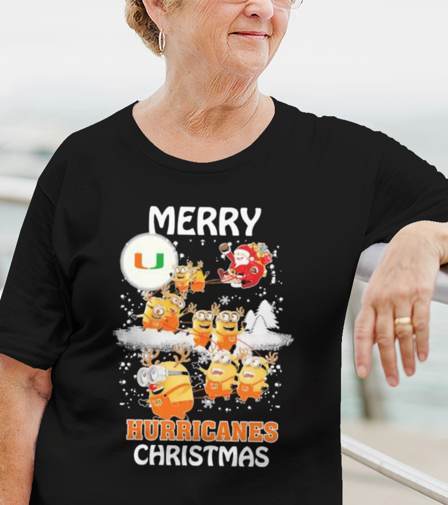 Merry Minions Miami Hurricanes Christmas T-Shirt