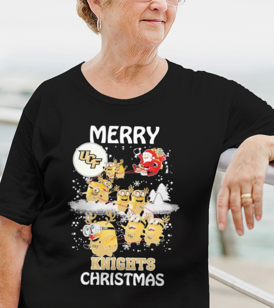 Merry UCF Knights Christmas With Minions And Santa T-Shirt
