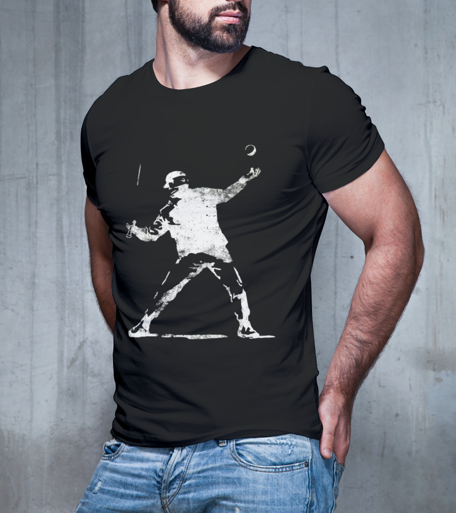 Banksy Flower Thrower Graffiti Street Art Baseball T-Shirt