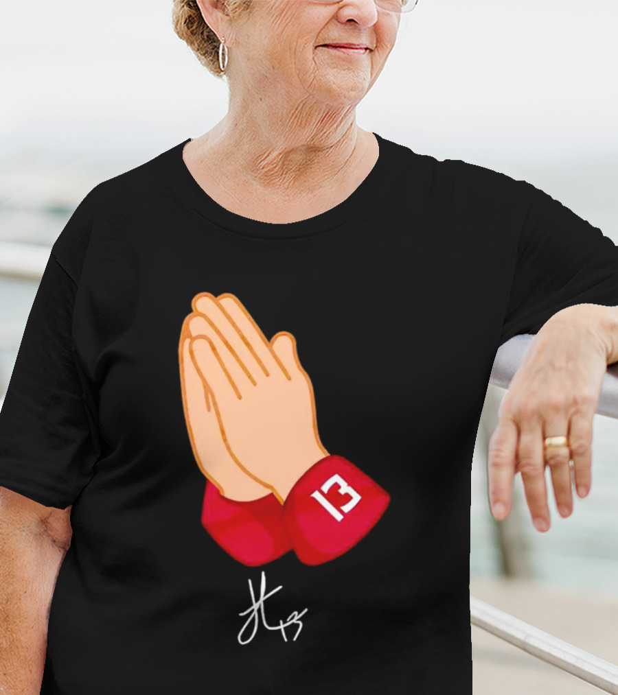 Jordan Travis Signature Praying Hands Number 13 Autograph T-Shirt