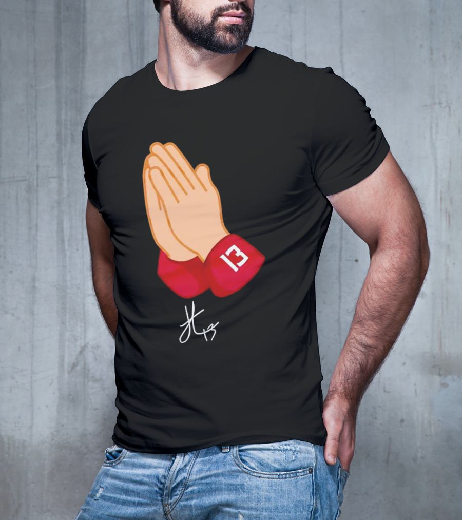 Jordan Travis Signature Praying Hands Number 13 Autograph T-Shirt