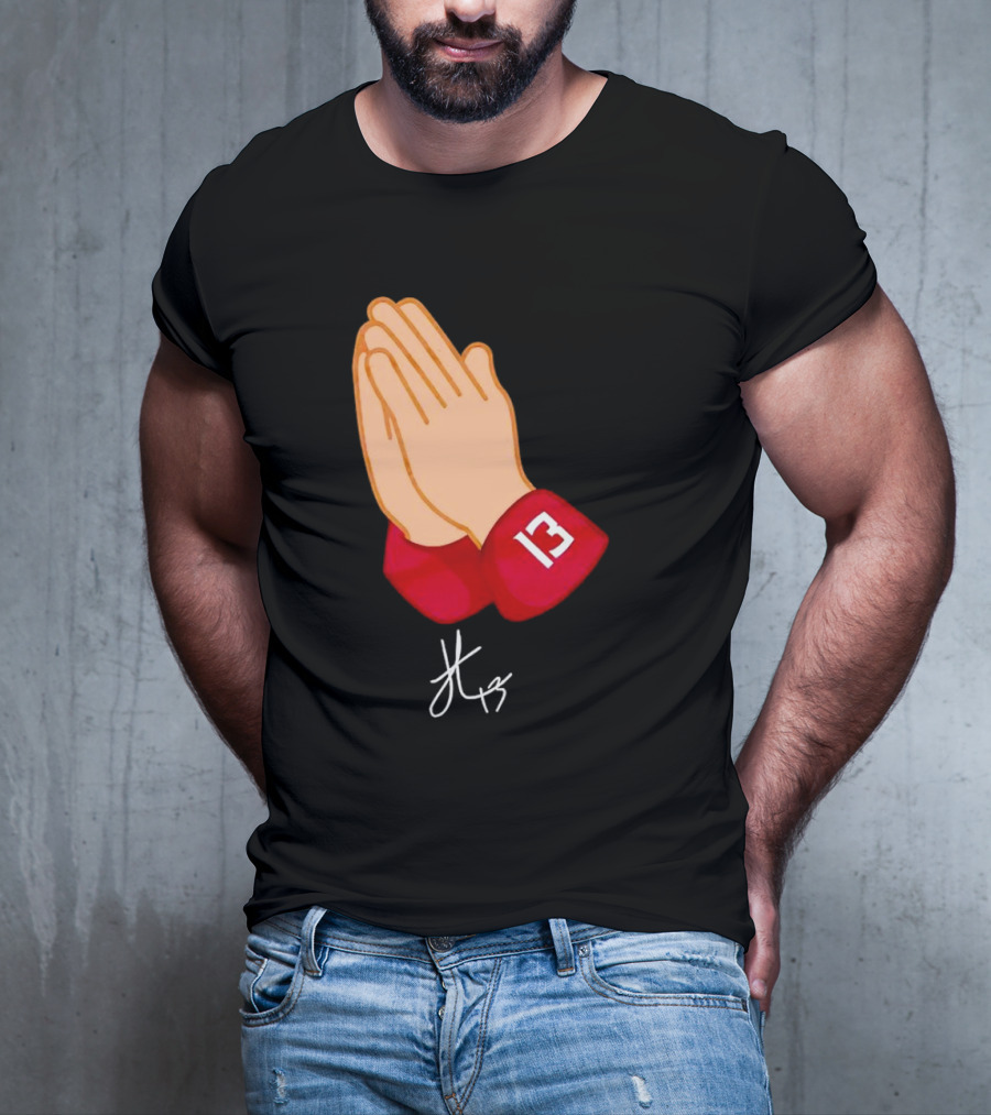 Jordan Travis Signature Praying Hands Number 13 Autograph T-Shirt
