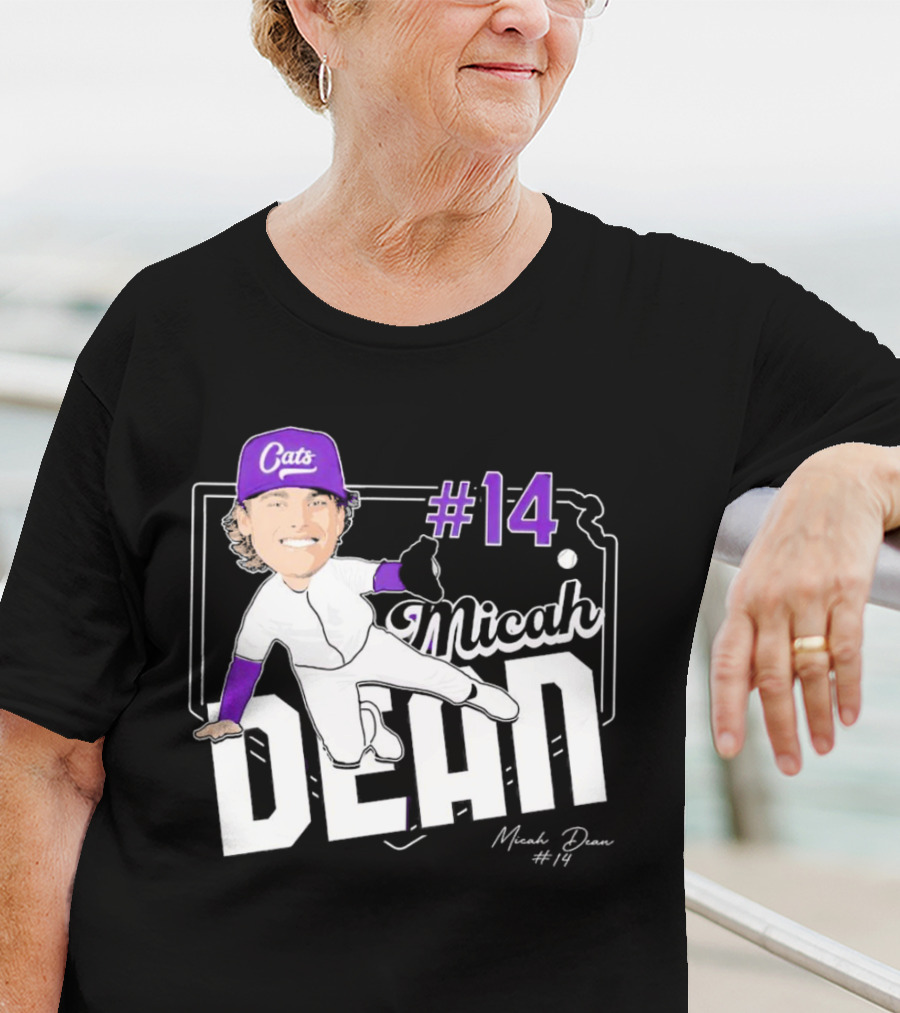 Micah Dean #14 Kansas State Wildcats Cats Infielder Signature T-Shirt