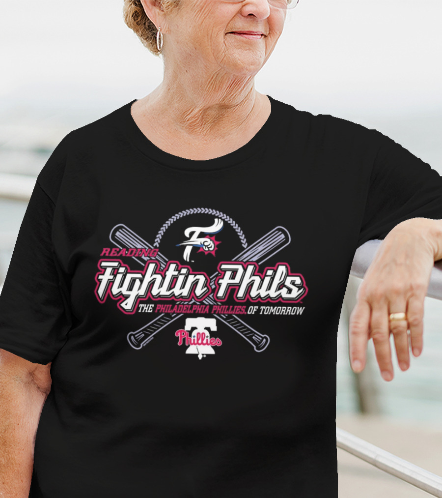 Reading Fightin Phils Philadelphia Phillies Of Tomorrow Phillies Logo With Crossed Bats T-Shirt