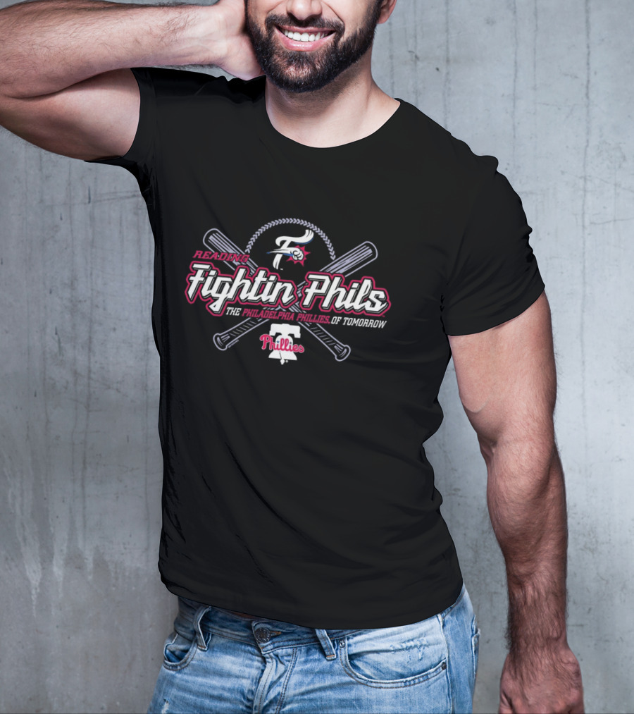 Reading Fightin Phils Philadelphia Phillies Of Tomorrow Phillies Logo With Crossed Bats T-Shirt