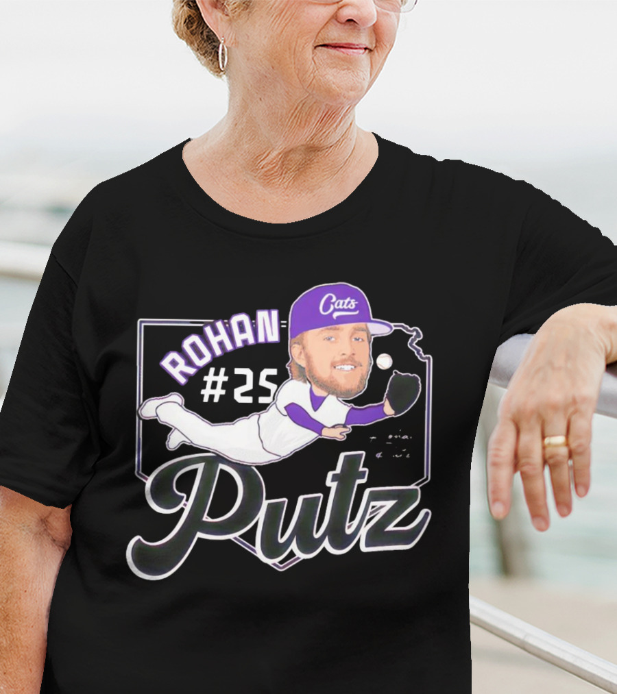 Rohan Putz #25 Kansas State Wildcats Cats Outfielder Signature T-Shirt