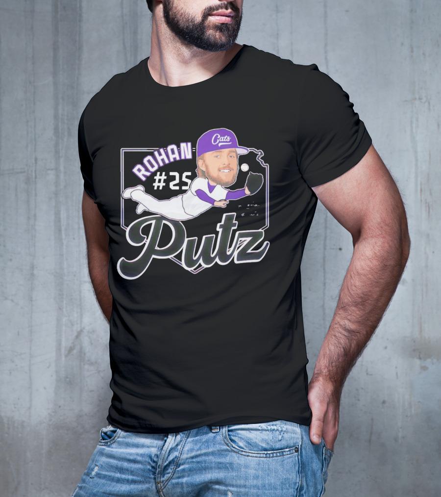 Rohan Putz #25 Kansas State Wildcats Cats Outfielder Signature T-Shirt