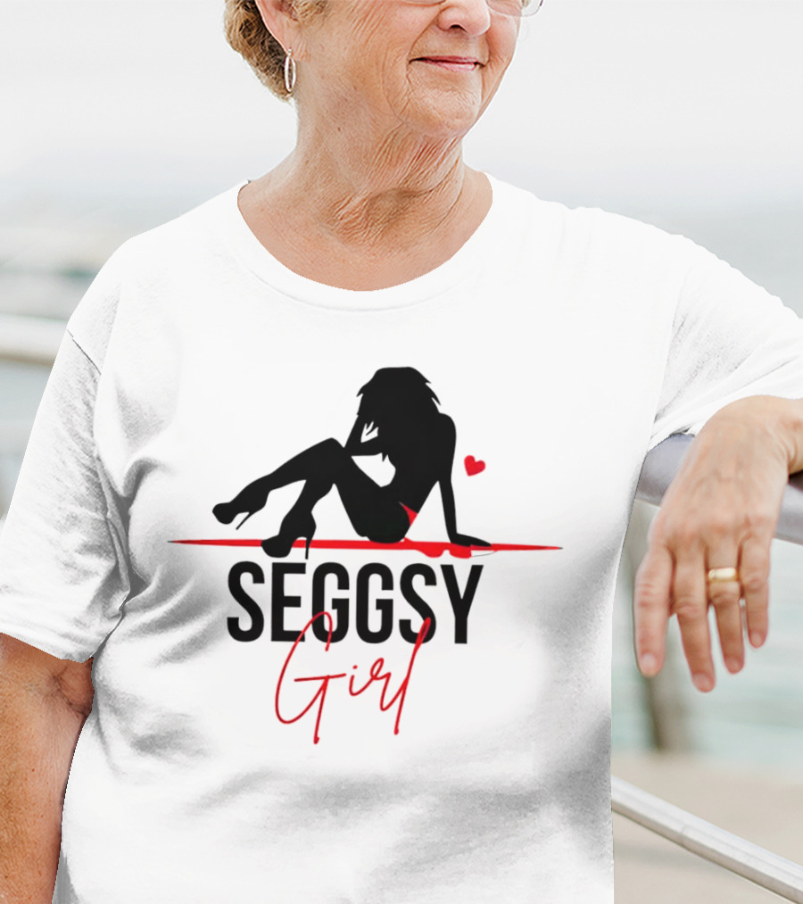 Seggsy Girl Silhouette With Heart And Red Accents T-Shirt