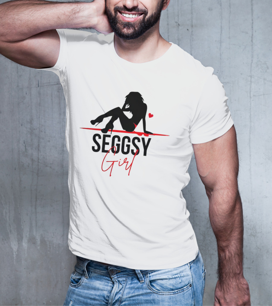 Seggsy Girl Silhouette With Heart And Red Accents T-Shirt