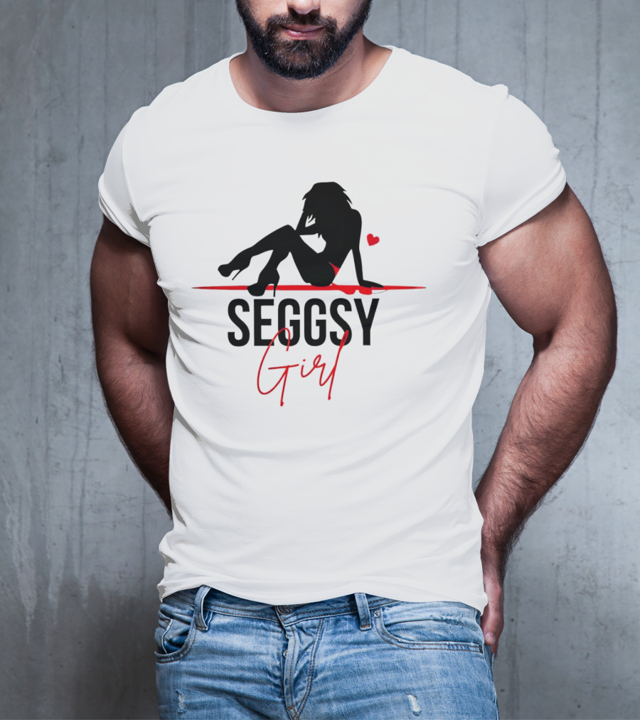 Seggsy Girl Silhouette With Heart And Red Accents T-Shirt
