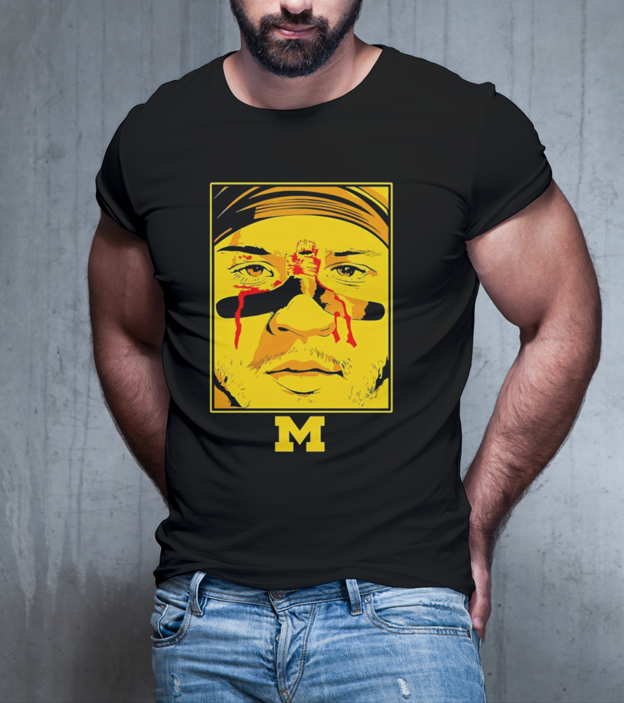 Blake Corum Game Face Michigan Wolverines Football Yellow M T-Shirt