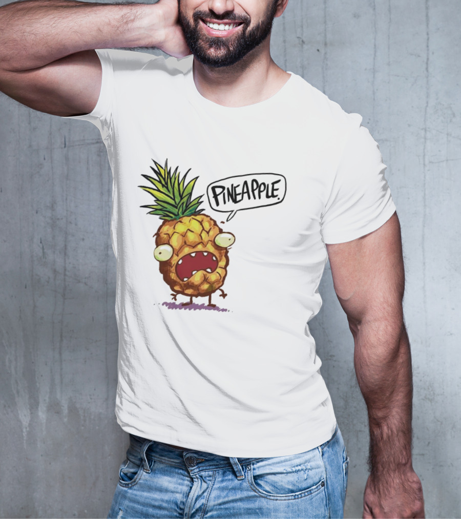 Pineapple Cute Pineapple With Cartoon Face And Funny Expression T-Shirt