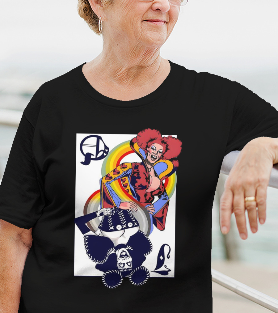 Jimbo Queen Of Hearts Playing Card Rainbow Drag T-Shirt