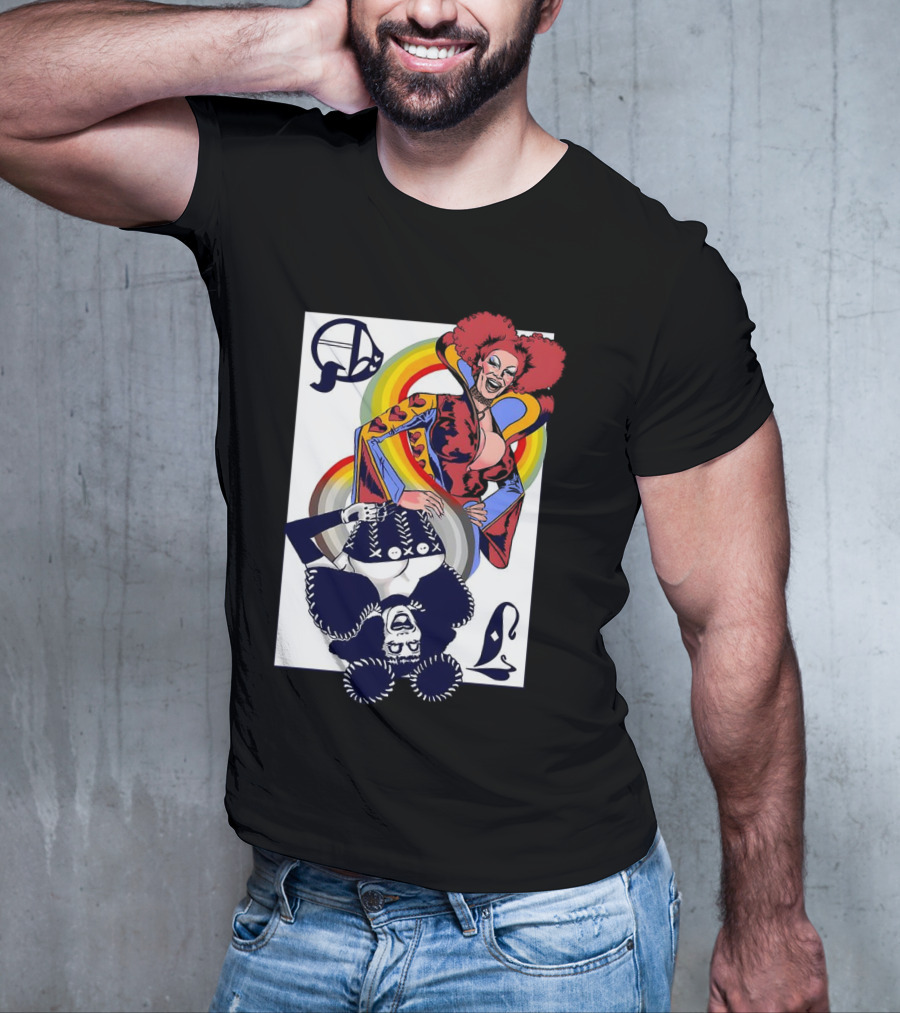 Jimbo Queen Of Hearts Playing Card Rainbow Drag T-Shirt