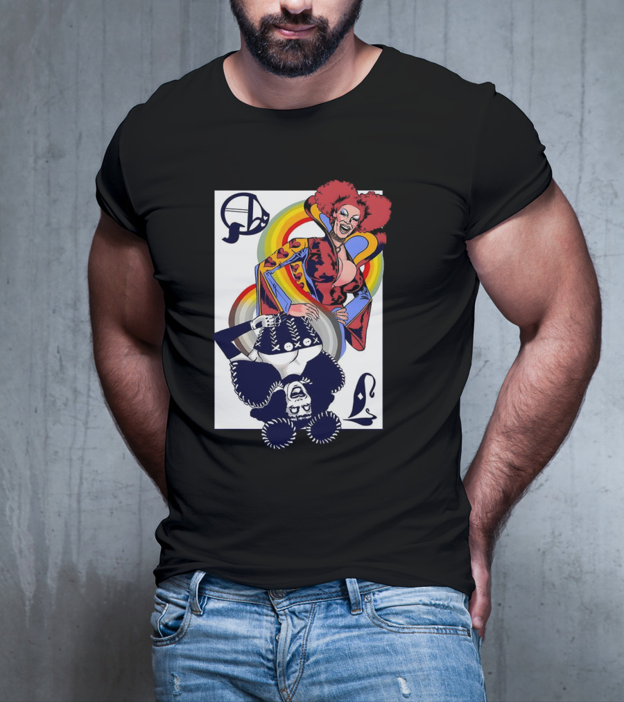 Jimbo Queen Of Hearts Playing Card Rainbow Drag T-Shirt
