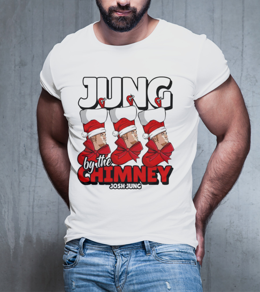 Jung By The Chimney Josh Jung Texas Rangers Santa Hat Bow T-Shirt