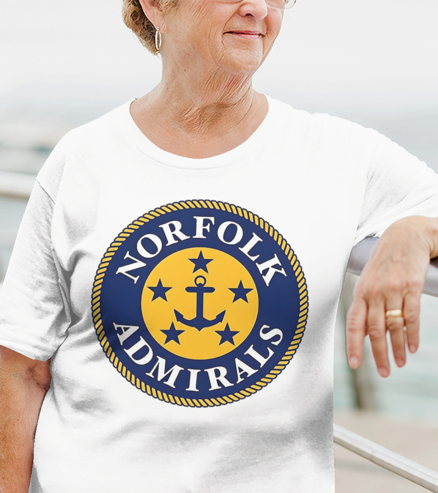 Norfolk Admirals Anchored Stars Emblem Navy Yellow T-Shirt