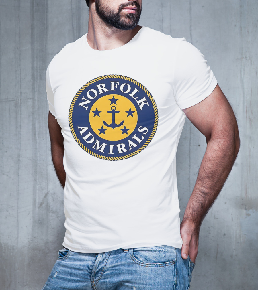 Norfolk Admirals Anchored Stars Emblem Navy Yellow T-Shirt