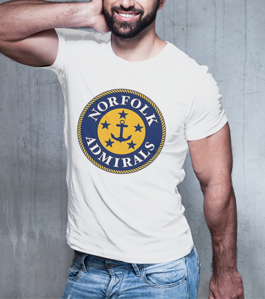 Norfolk Admirals Anchored Stars Emblem Navy Yellow T-Shirt