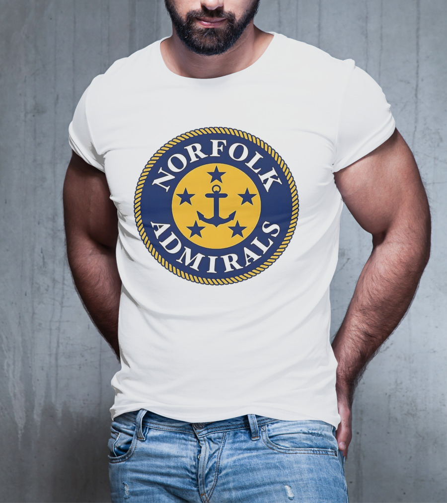 Norfolk Admirals Anchored Stars Emblem Navy Yellow T-Shirt