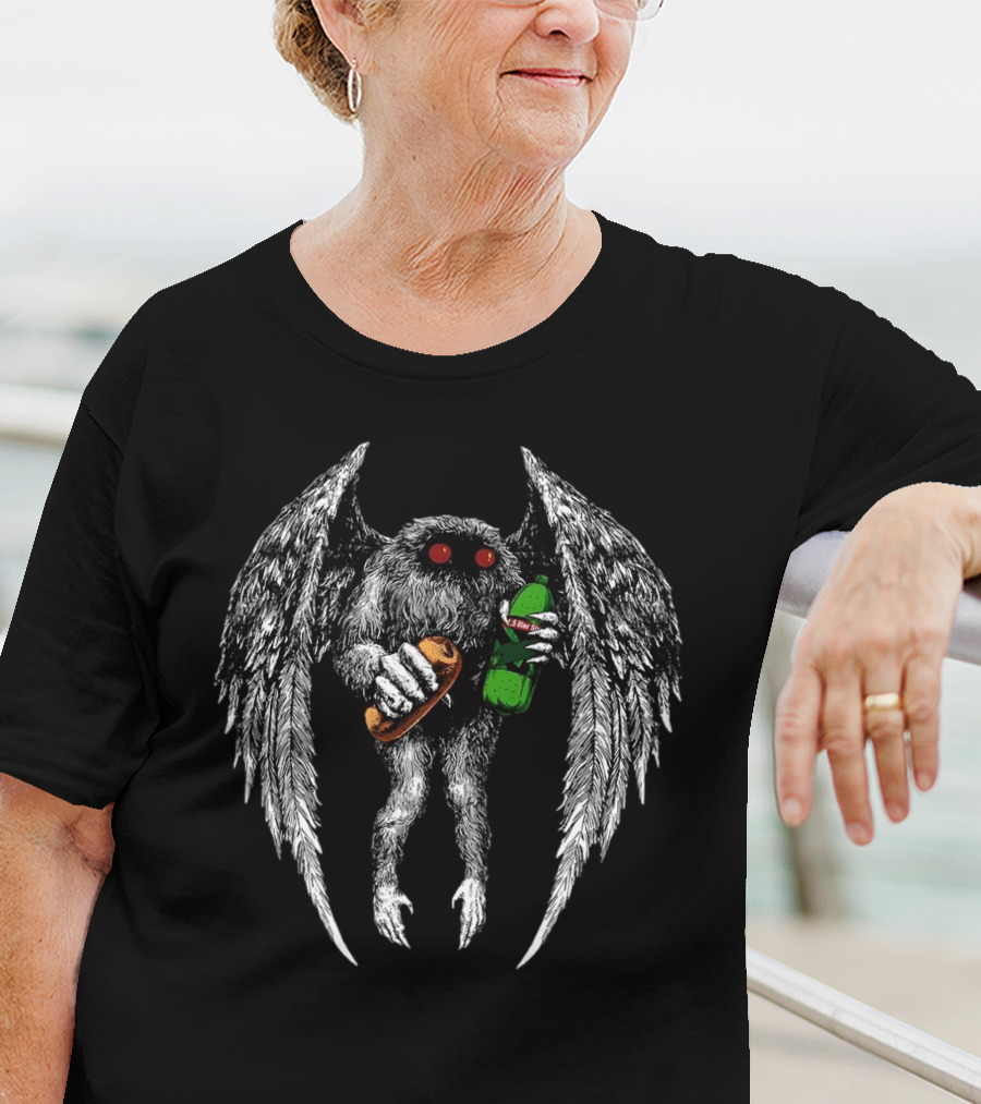 Threat Llama Appalachian Guardian Mothman Holding Sub And Soda T-Shirt