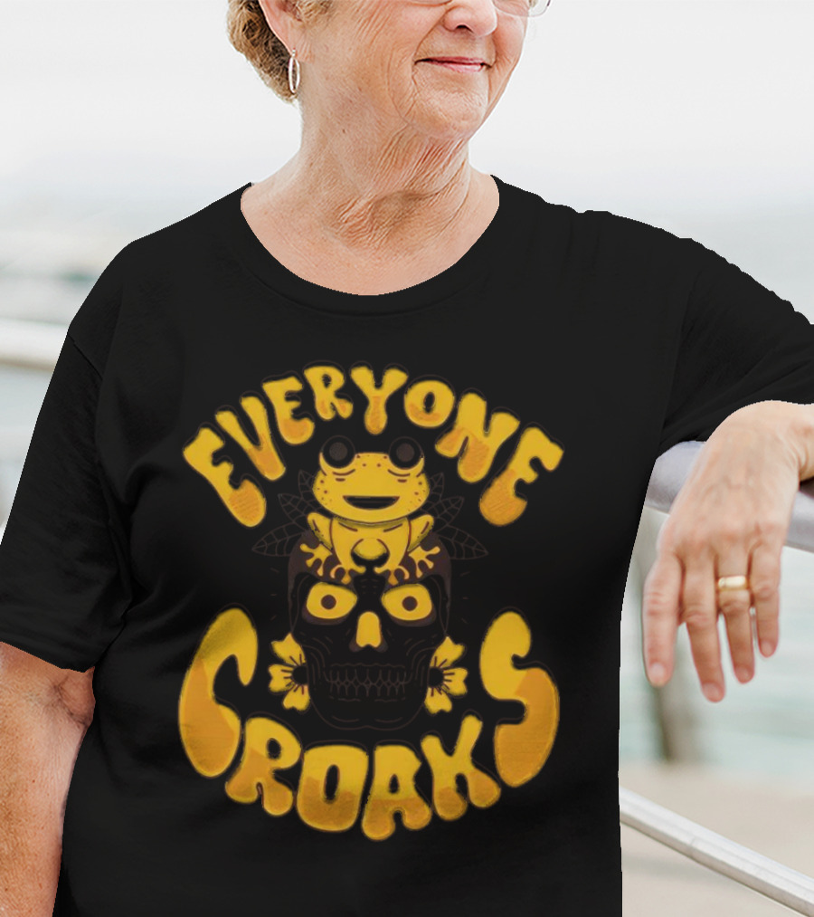 Everyone Croaks Frog On Skull T-Shirt