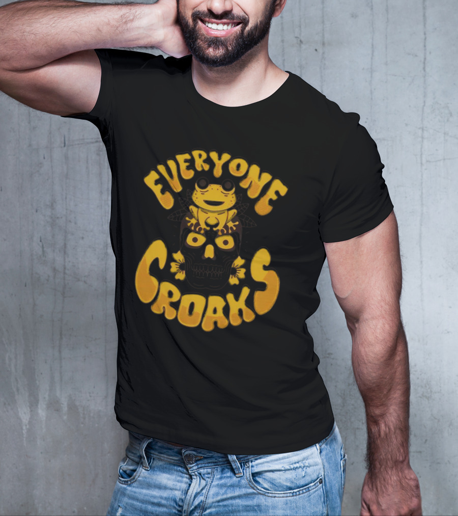 Everyone Croaks Frog On Skull T-Shirt