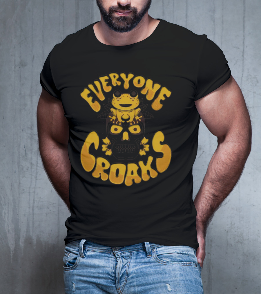 Everyone Croaks Frog On Skull T-Shirt