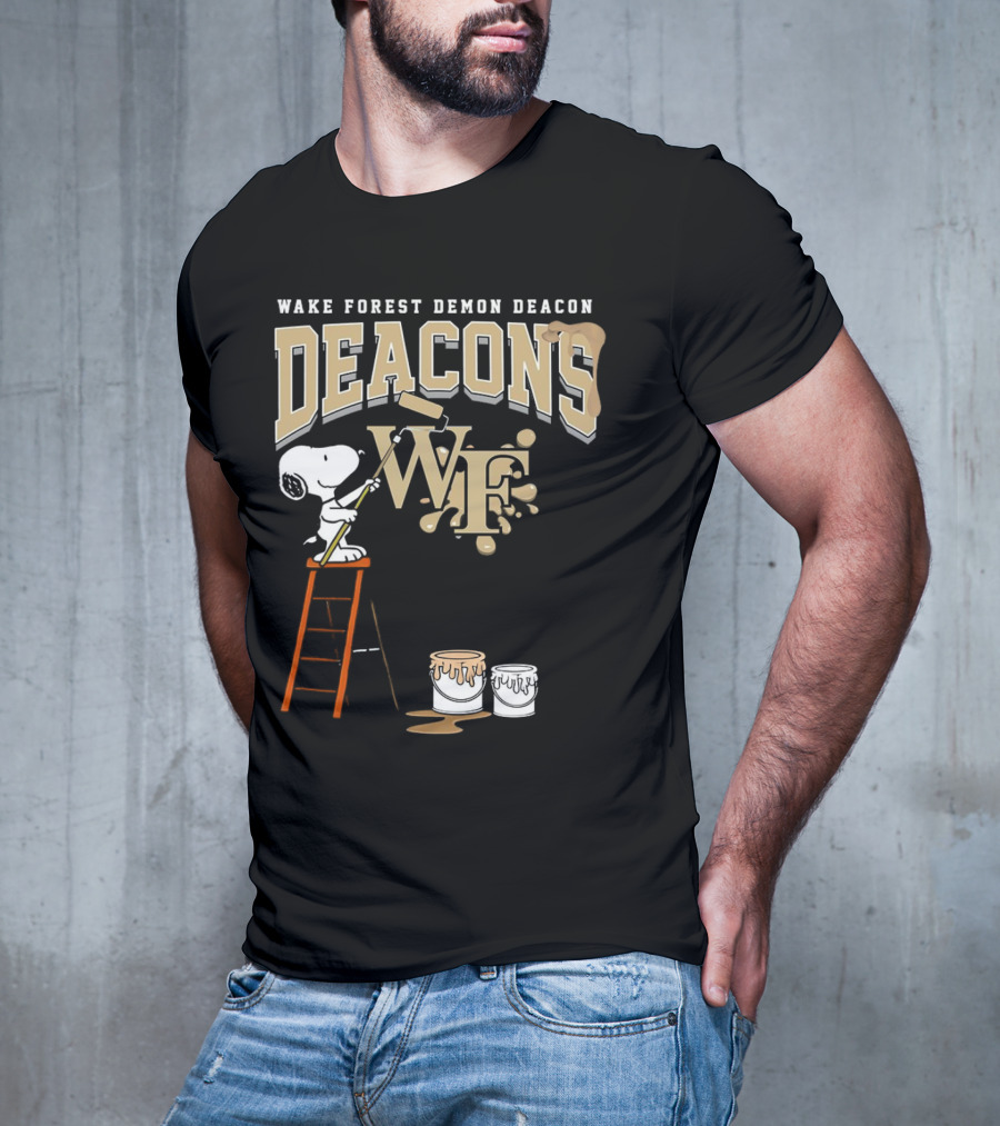 Wake Forest Demon Deacons Snoopy Painting Team Spirit T-Shirt